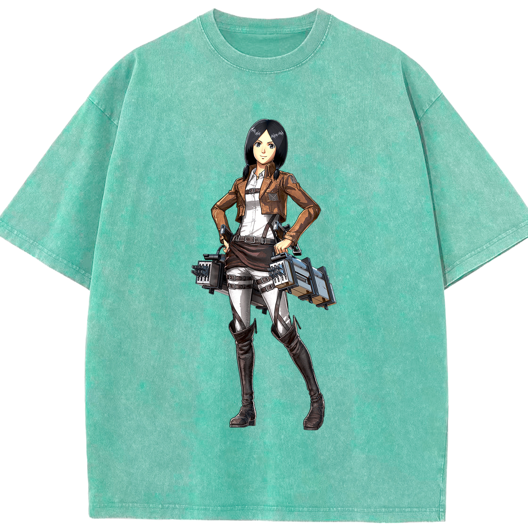 （画像用） 進撃の巨人 ミカサ·アッカーマン Attack on Titan Mikasa Ackerman 綿100% ヴィンテージ風 半袖Tシャツ（フロントプリント）